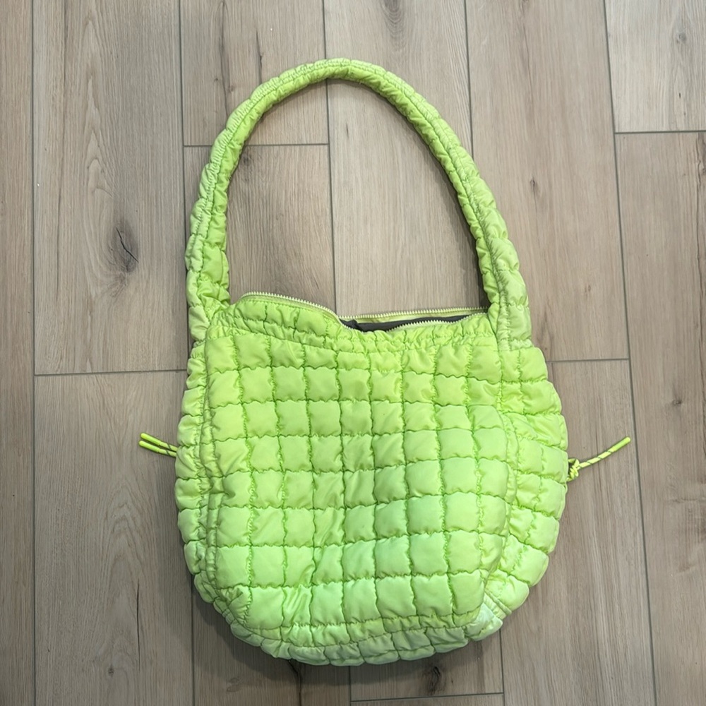 NEON GREEN PUFFY BAG